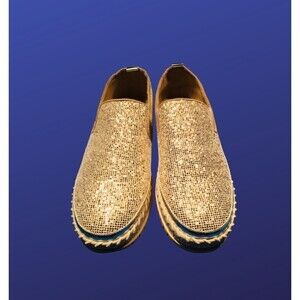 Jolimall Low Top Slip-on Rhinestone Platform Sneaker, GOLD, Women’s Size 9, NWOB